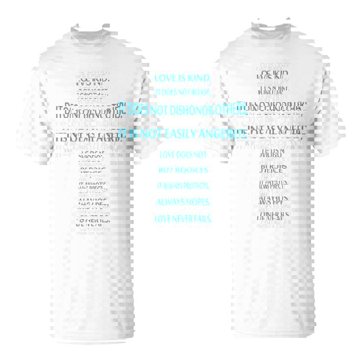 Liebe Ist Geduldig Liebe Ist Gütiges 聖書erskreuz Tシャツ