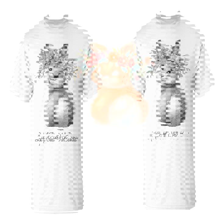 Life Is Better With Bunnies 水彩 ウサギ 花柄 ウサギ Tシャツ