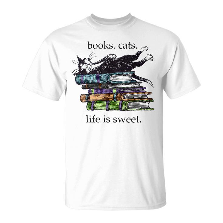 Livres Cats Life Isweet Cats Books Lover Women T-Shirt