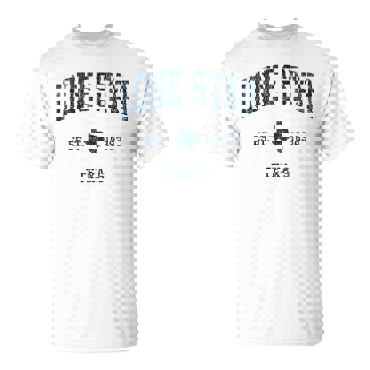 Lonetar Texas Tx ヴィンテージ アスレチック ネイビー スポーツデザイン Tシャツ