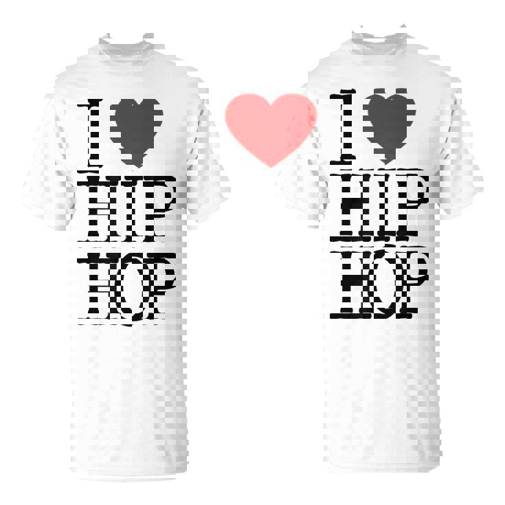 I Love Hip Hop ハート ラップ&ヒップホップファン Tシャツ
