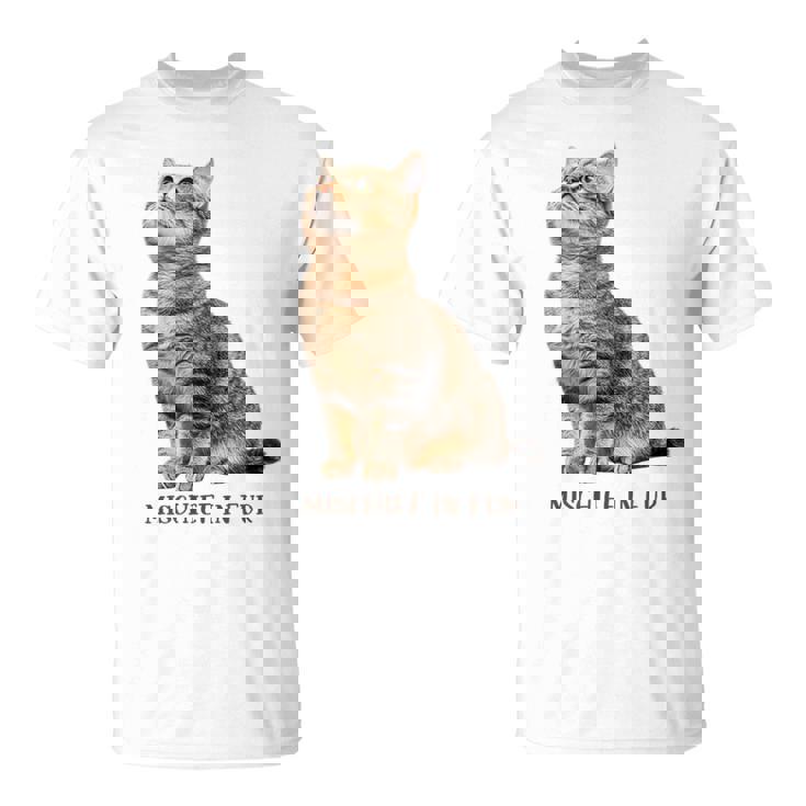 Mischief In Fur 猫写真 キジトラ 猫好き ネタ 猫しもべ 猫飼い 猫依存症 猫オーナー Tシャツ