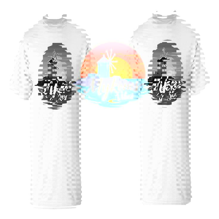 Mykonosibes ヴィンテージ 夕日 ギリシャの島 ギリシャ お土産 長袖tシャツ Tシャツ