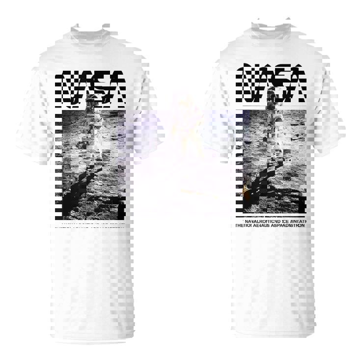 Nasaアポロ11号の月面宇宙飛行士の有名なワームロゴ Tシャツ