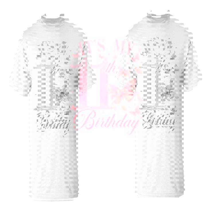Niños Camisa De Cumpleaños Número 11 Para Niñas De 11 Años De Edad Diseño De Mariposa Camiseta unisex