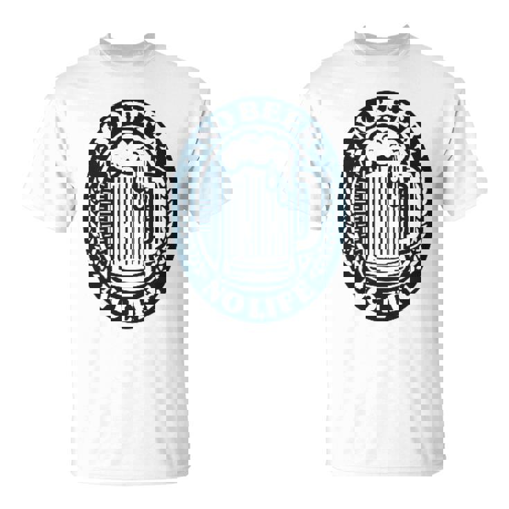 No Beer No Life ヴィンテージ飲料 ビール愛好家向け 左胸 Tシャツ