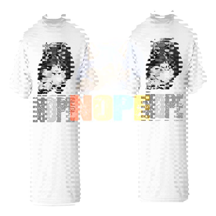 Nope 眠るシベリアンハスキーデザイン 長袖tシャツ Tシャツ