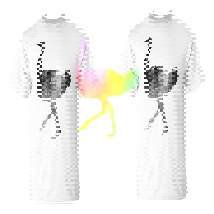 Ostrich African ダチョウ Animal Watercolor Graphic Tシャツ