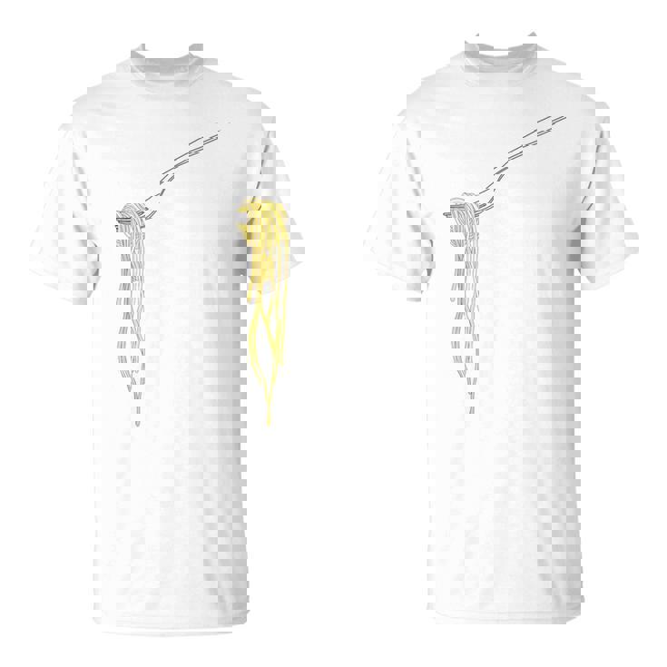 Pasta Divertida Amante De La Comida Italiana Comer Espaguetis Con Tenedor Camiseta unisex