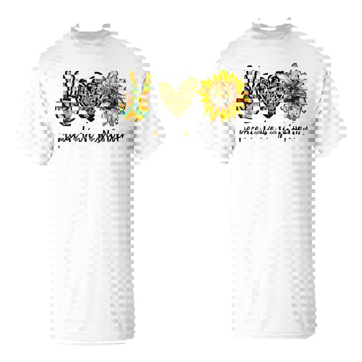 Peace Love サンシャイン ヒッピー ひまわり ヒマワリ 恋人へのギフト Tシャツ