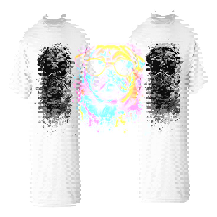 Pug Dog Lovers カラフル ポップアート パグ 長袖tシャツ Tシャツ