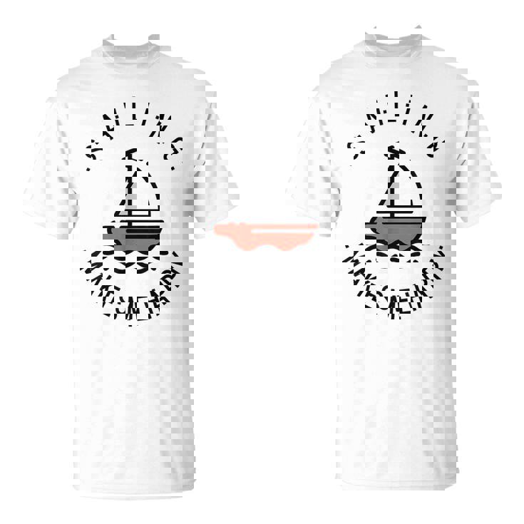 Sailing Makes Me Happy レッド ヨット Tシャツ