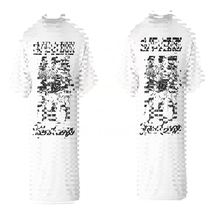 Save A Horse Ride A Cowgirl レトロ ウエスタン ロデオ カントリーガール Tシャツ