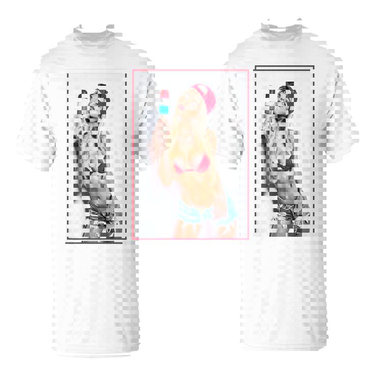 Sexy Girl グラフィックtシャツ セクシーアイスポップピンナップ 3 バックプリント Tシャツ