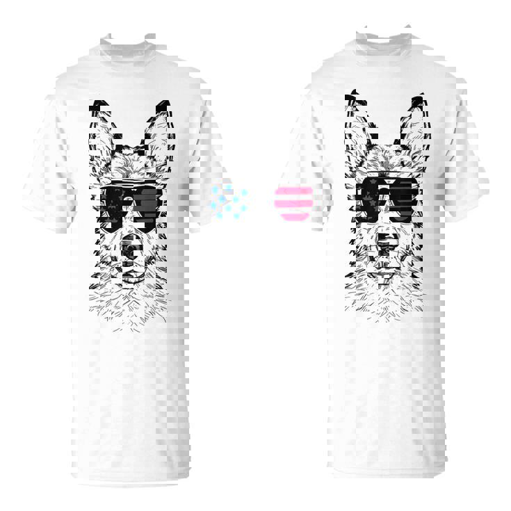 Shepsky Dog 7月4日 アメリカ国旗 Tシャツ