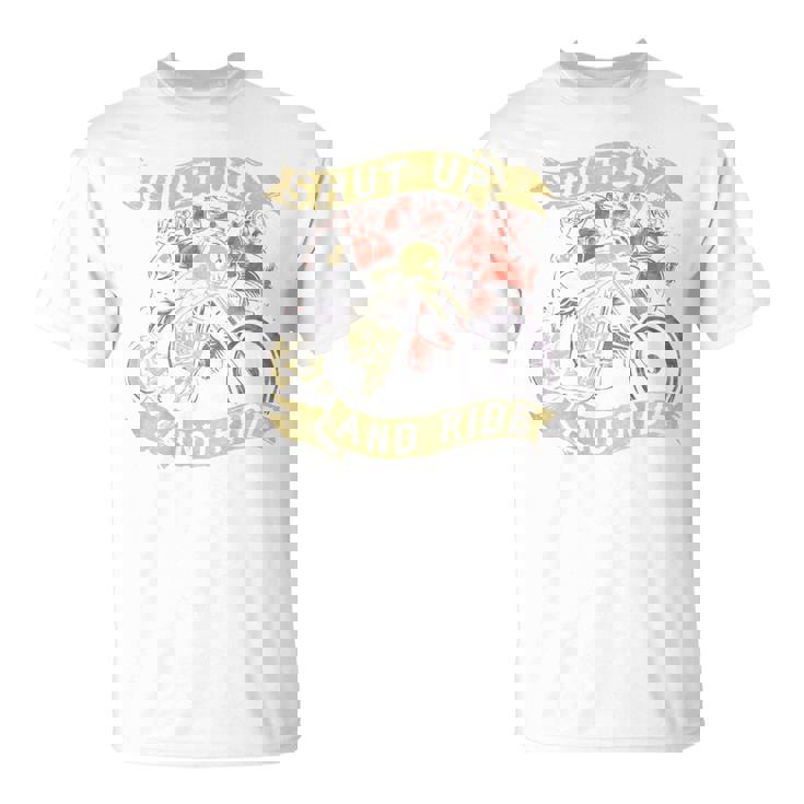 Shut Up And Ride スカルバイクシャツ バイカー グリムリーパー Tシャツ