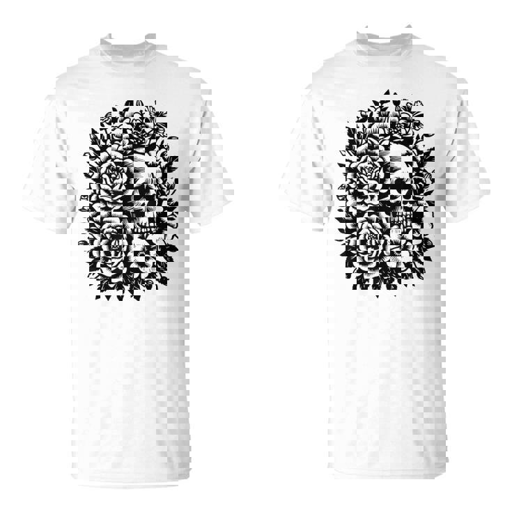Skull Flower Rad Rock N Roll Graphic Retro Tシャツ