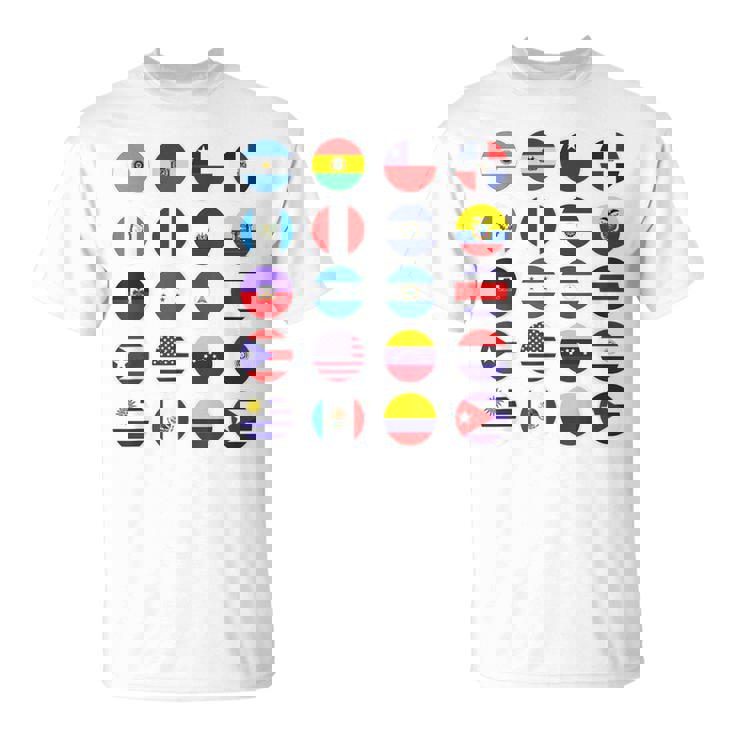 Todas Banderas Latinoamericanas Países Banderas Latinoamerica Camiseta unisex
