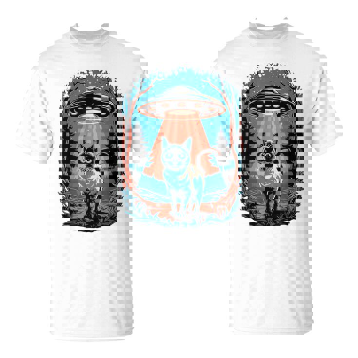 Ufo 猫誘拐 星空の下で Tシャツ