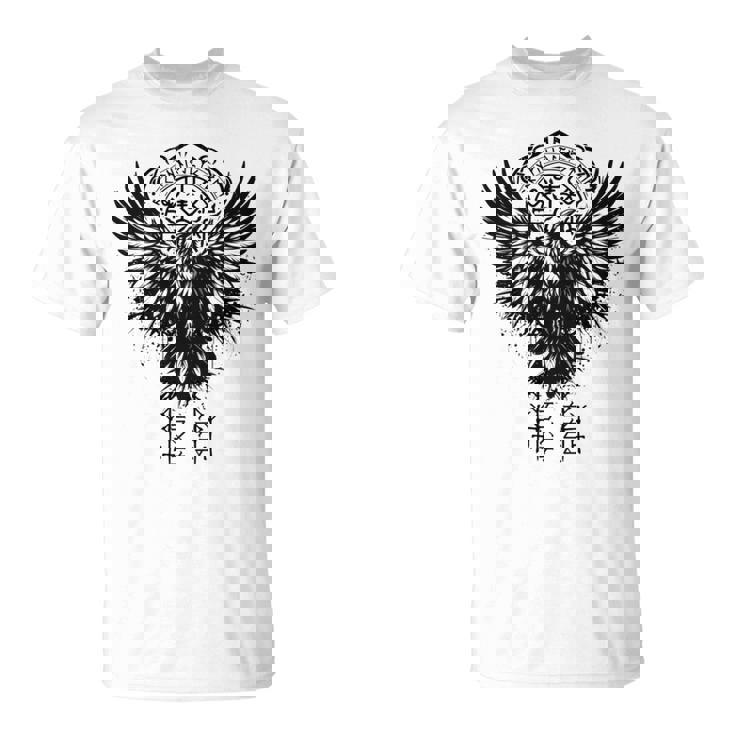 Walhalla Raven Odins ルーンズ ノルディック コンパス バイキング 長袖tシャツ Tシャツ