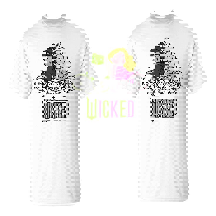 Wicked Elphaba & Glinda Together 遊び心のある漫画スタイル Tシャツ