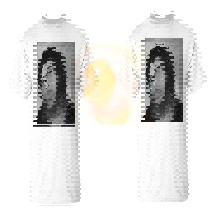 【キリスト画】おばあさんが勝手に修復した教会の壁画が人気爆発 長袖tシャツ Tシャツ