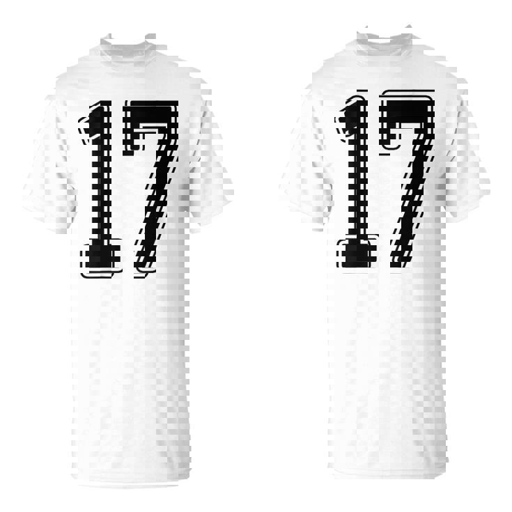 【バックプリント・背中側】17 数字 背番号 ユニフォーム ナンバー【ブラック／黒の文字】スポーツ 野球 サッカー 部活 Tシャツ