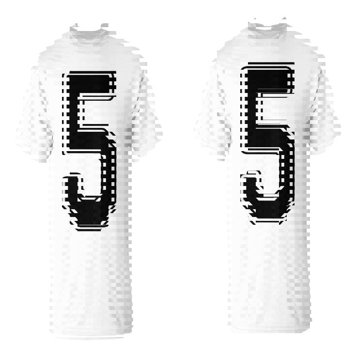 【バックプリント・背中側】5 数字 背番号 ユニフォーム ナンバー【ブラック／黒の文字】スポーツ 野球 サッカー 部活 Tシャツ