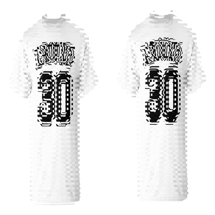 【バックプリント・背中側】Around 30 アラサー（三十歳 30才）ユニフォーム風 30代 誕生日プレゼント 面白 Tシャツ