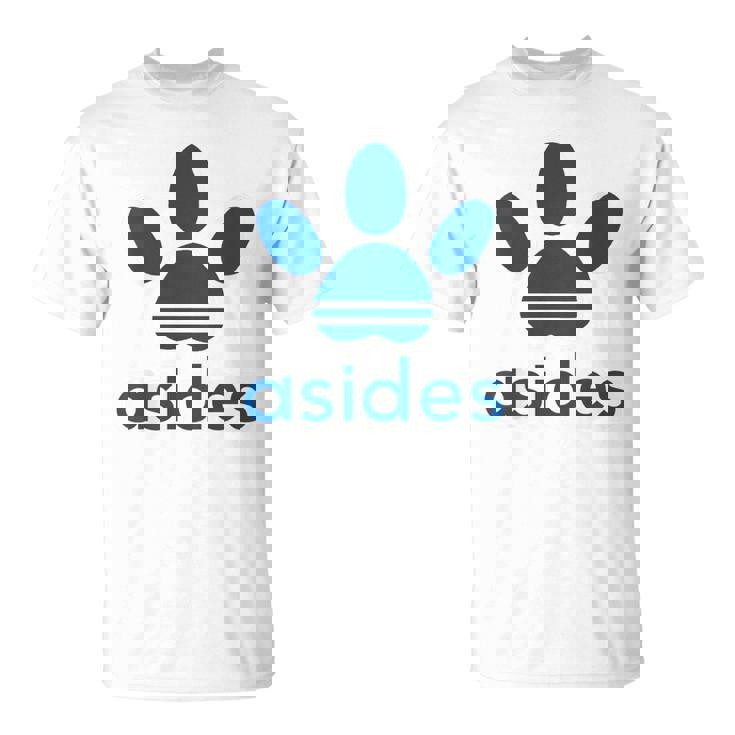 【バックプリント・背中側】Asides アシデス 足です。肉球です。【変なtシャツ屋】スポーツ ブランド パロディ 面白 Tシャツ