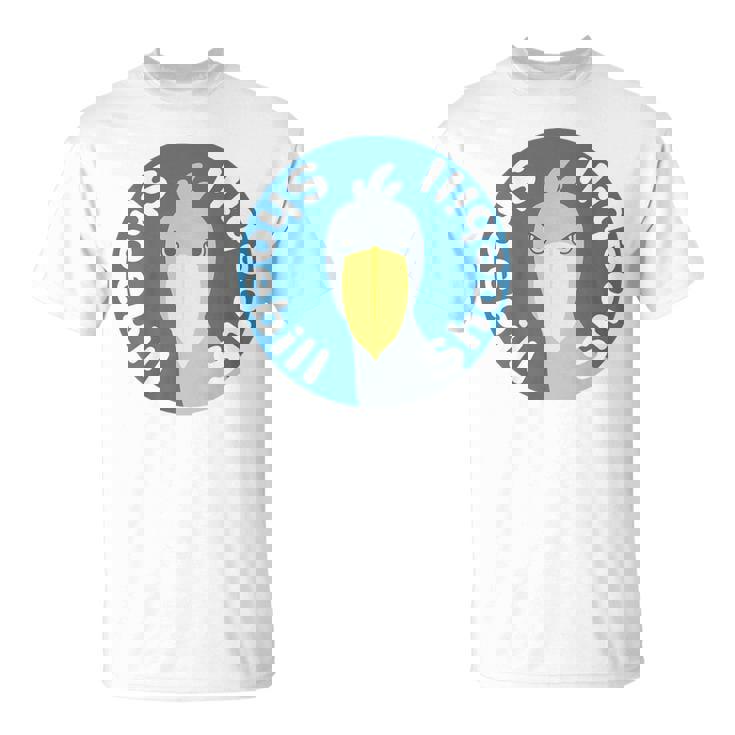 【バックプリント・背中側】ハシビロコウ『ロゴマーク』ブルー 青【どうぶつフレンズ】鳥 動物 ゆるくて かわいい イラスト Tシャツ