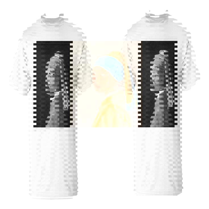 【バックプリント・背中側】真珠の耳飾りの少女／フェルメール【世界の名画】（高精細画像）Vermeer 美術館アート 油絵 Tシャツ