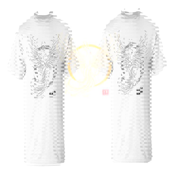 【背中側デザイン】日本文化 鳳凰デザイン 幸運を願うお守り Tシャツ