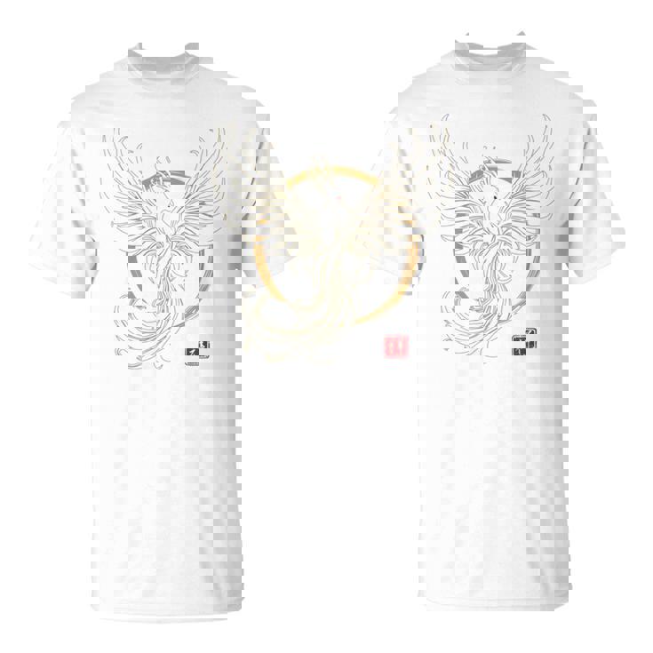 【背中側デザイン】日本文化 鳳凰デザイン 幸運を願うお守り 長袖tシャツ Tシャツ