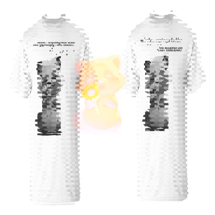 ありがとうのタヌキ ひまわりver 父の日 アニマルグラフィック 感謝 たぬき 花と狸 Tシャツ