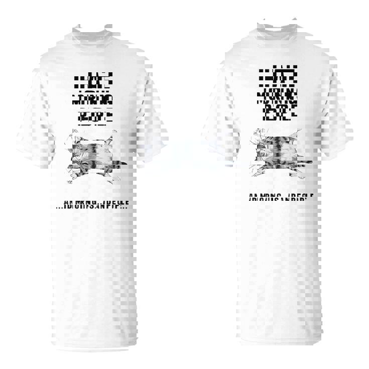 おかしな怠惰な猫 私は朝の人と朝と人が嫌いです Tシャツ