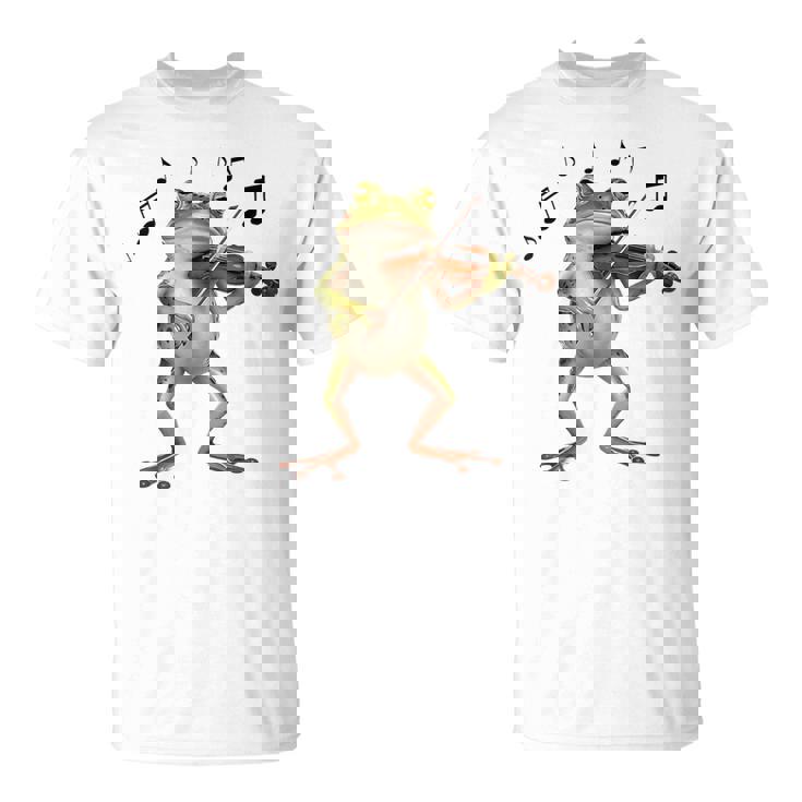 おもしろミュージシャン バイオリニスト かわいいカエル 演奏 バイオリン Tシャツ
