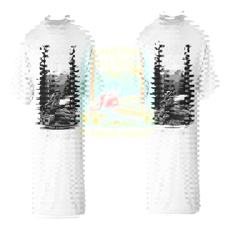 おもしろ林業チェーンソー 背の高い木 ワークアウト ロギング 生活 Tシャツ
