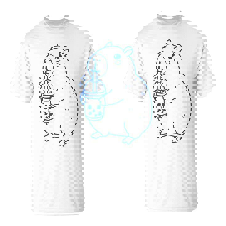 かわいい カピバラ ノベルティ グラフィック ボバティー ミルクセーキ ミルクティー Tシャツ