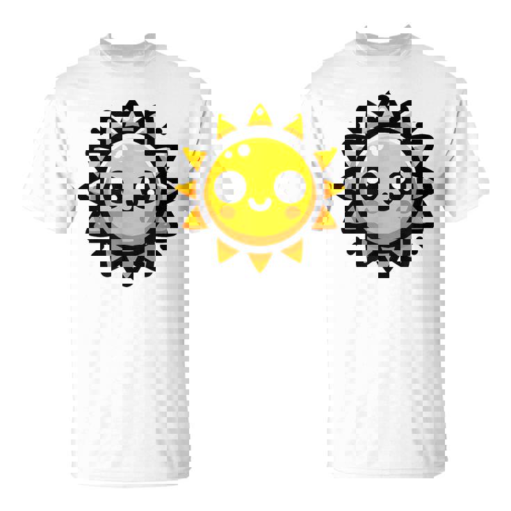かわいい 漫画 太陽 放射 オレンジ イエロー 愛らしい Tシャツ