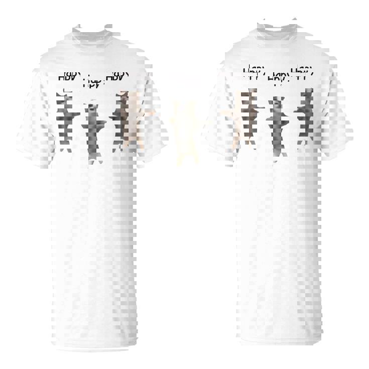 かわいいジャンピング ハッピーキャット ミーム トレンド ファニー Tシャツ