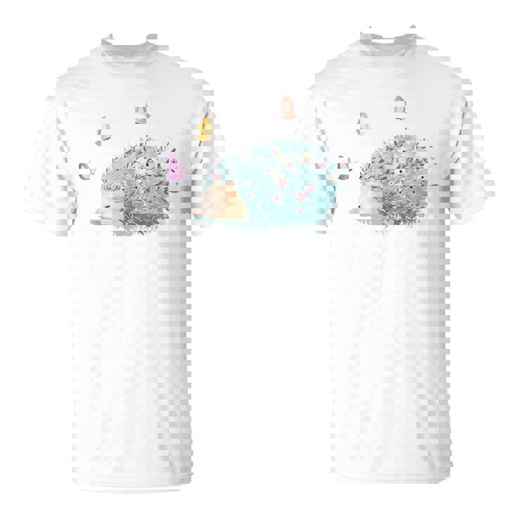 かわいいハリネズミ蝶 ティーンエイジガールギフト Tシャツ