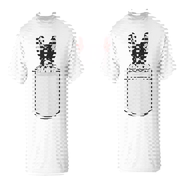 かわいいフレンチブルドッグポケット：いじめっ子の飼い犬とフレンチブルドッグの恋人 Tシャツ