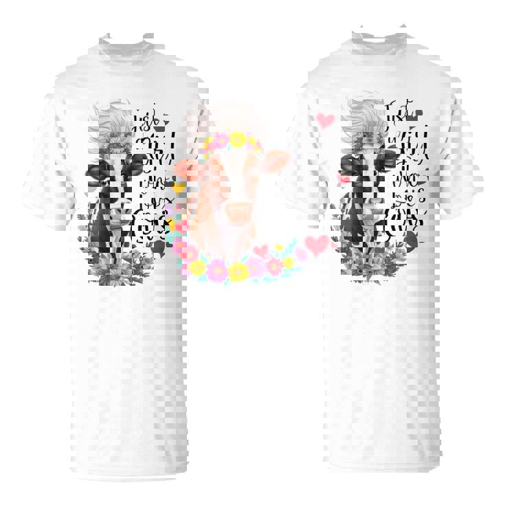 かわいい牛 ただの牛を愛する少女 長袖tシャツ Tシャツ