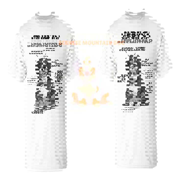 かわいい犬の説明 バーニーズ・マウンテン・ドッグの解剖学 Tシャツ