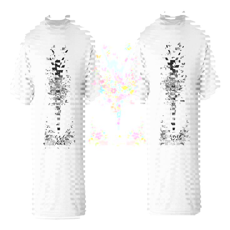 かわいい花柄バレリーナ 春の花 バレエダンサー Tシャツ