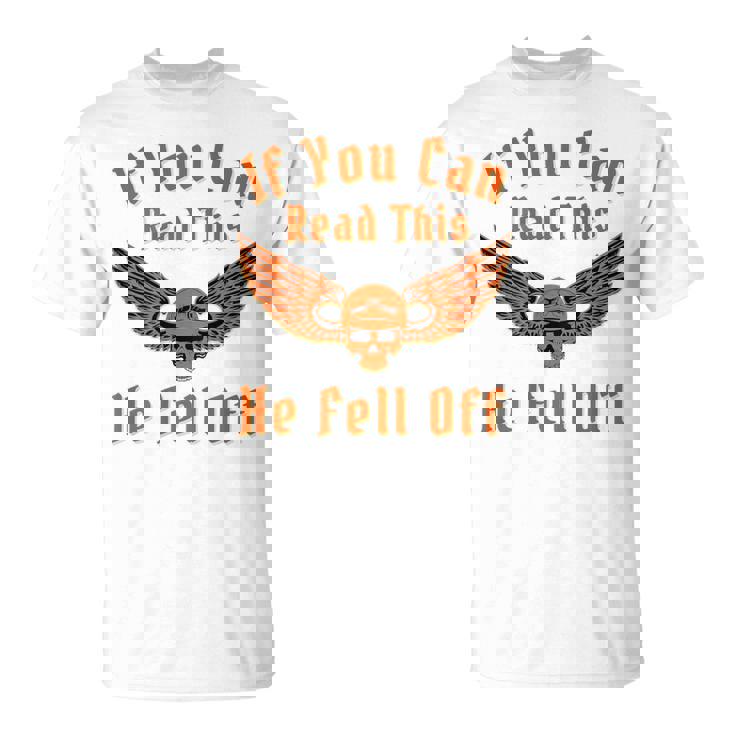 これを読めば、彼はバイカー向けのダークユーモアサインから落ちた Tシャツ