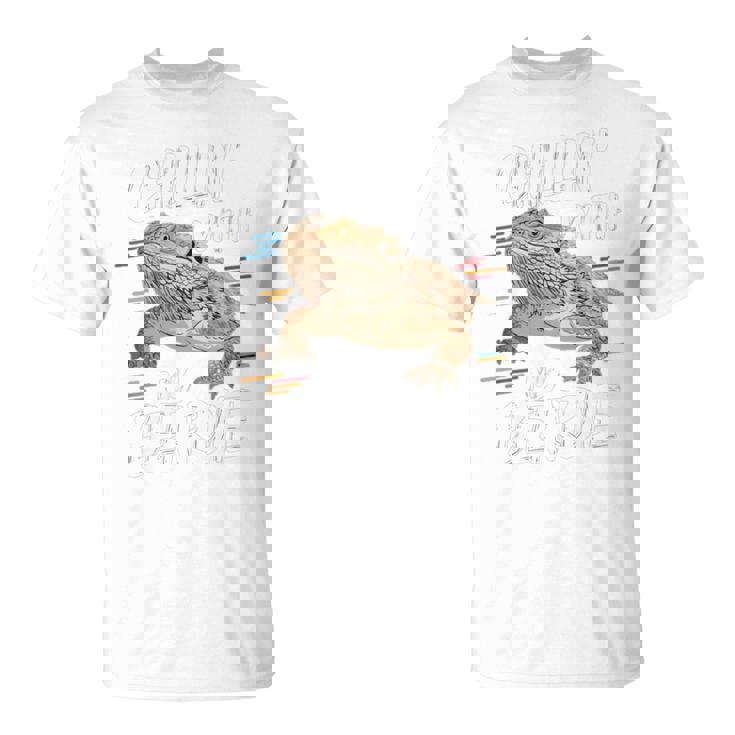 ひげを生やしたドラゴン、バルタゲーム、フトアゴヒゲトカゲ、ポゴナとくつろぐ 長袖tシャツ Tシャツ