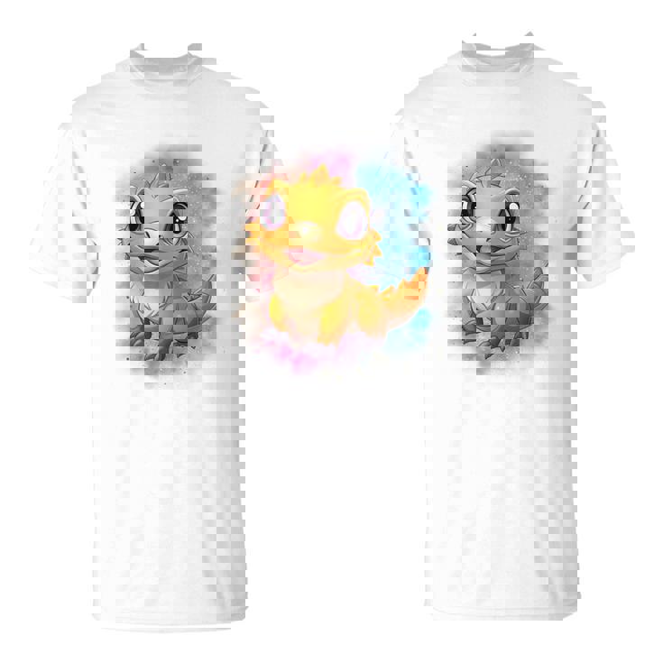 ひげを生やしたドラゴンの白い服のレインボーフラッグ Tシャツ