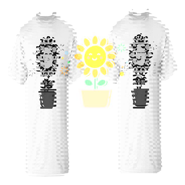 ひまわり 花 ポット シンプル クリップアート Tシャツ